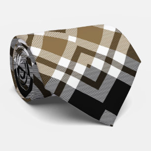Corbata Patrón marrón, negro, blanco tartán