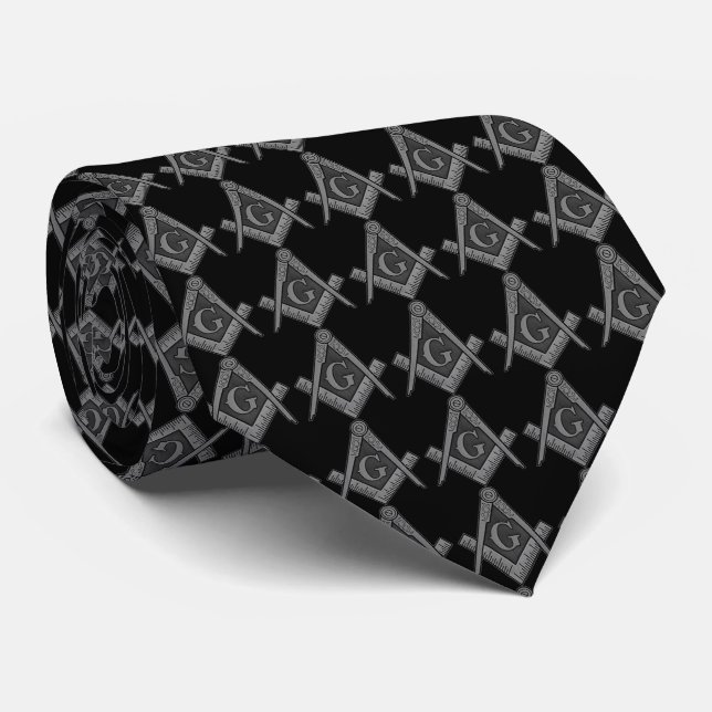Corbata Patrón masonario masónico negro (Enrollado)