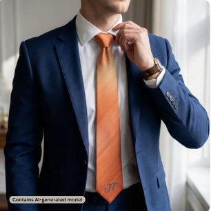 Corbata Patrón metálico de cobre cepillado moderno con mon