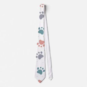 Corbata Patrón minimalista de huellas de patas pastel ador