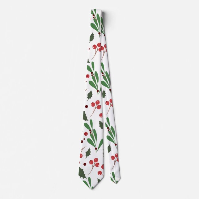 Corbata Patrón Mistletoe de Navidades Elegantes | Necktie (Anverso)