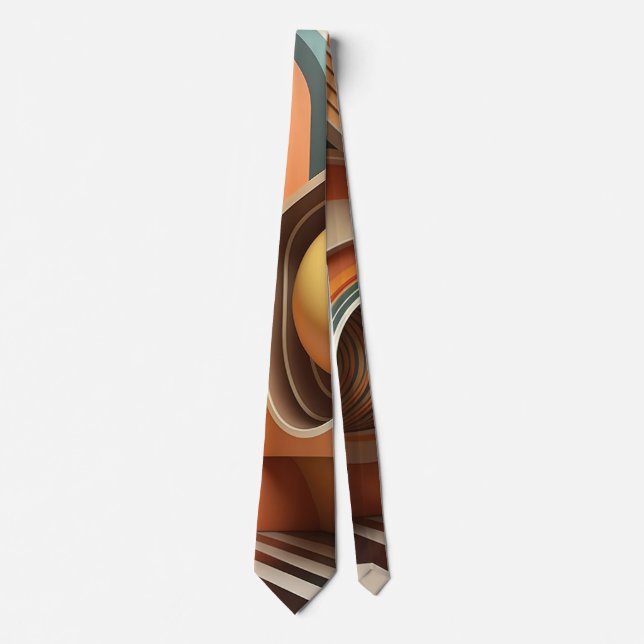 Corbata patrón moderno abstracto retro amarillo naranja (Anverso)
