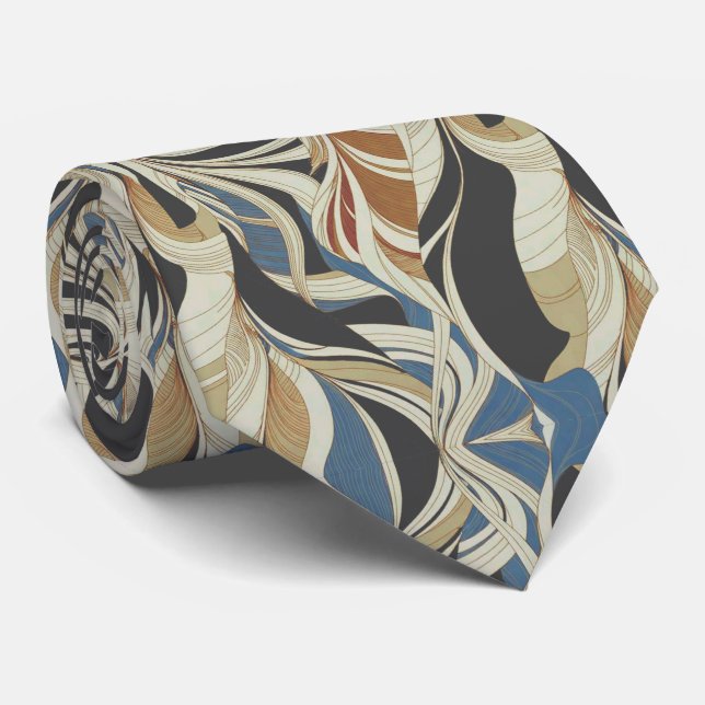 Corbata Patrón moderno Art Déco con remolinos (Enrollado)