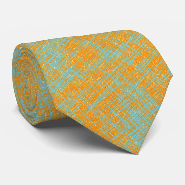 Corbata Patrón moderno azul turquesa amarillo naranja (Enrollado)