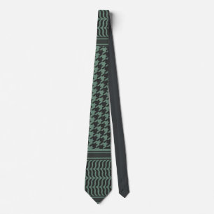 Corbata Patrón Moderno de Houndstooth Oliva Atenuado