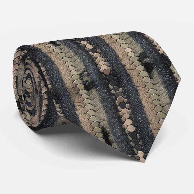 Corbata Patrón Moderno de Piel de Serpiente (Enrollado)