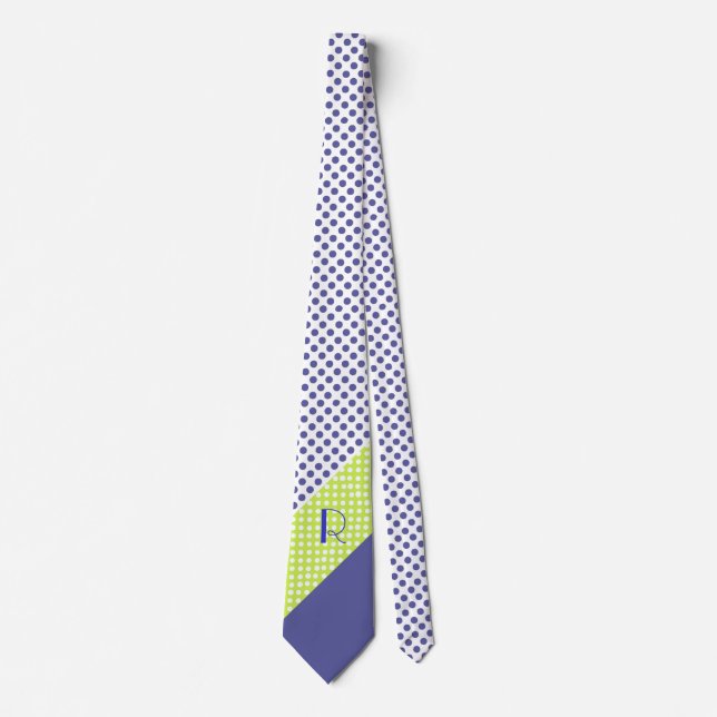 Corbata Patrón moderno de punto de polka monograma (Anverso)