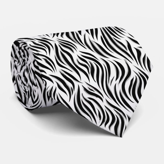 Corbata Patrón Moderno de Rayas de Cebra (Enrollado)