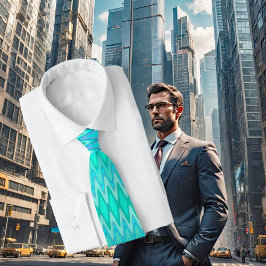 Corbata Patrón moderno de zigzag - ondas en turquesa