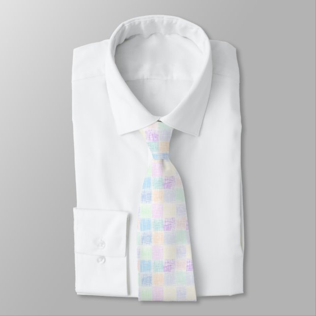 Corbata patrón multicolor en bloques pastel (Atado)