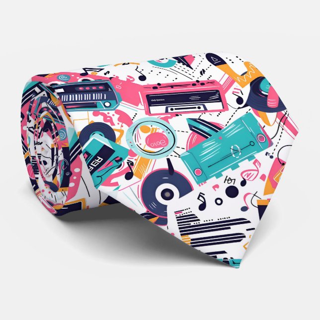 Corbata Patrón musical de los años 80 con azulejos de Guay (Enrollado)