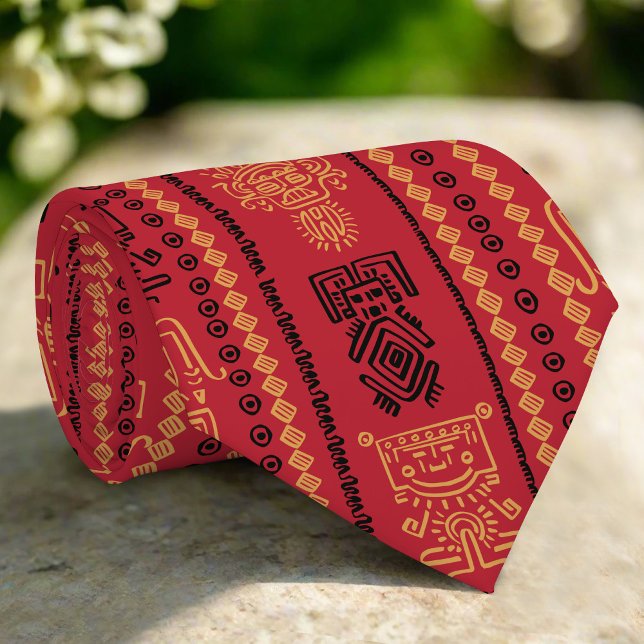 Corbata Patrón Nativo Rojo Tribu étnica Boho Cultura (Subido por el creador)