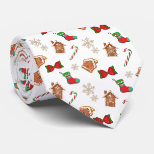 Corbata Patrón Navideño de Caramelo de Caña y Copos de Nie