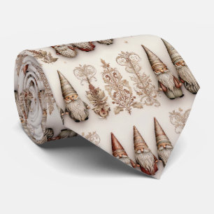 Corbata Patrón navideño de gnomo vintage en acuarela