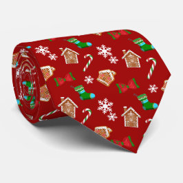 Corbata Patrón Navideño Rojo de Caramelo de Nieve