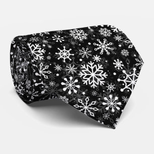 Corbata Patrón negro de copos de nieve sin fisuras para Na