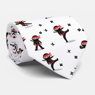 Corbata Patrón negro y rojo tipo Ninja