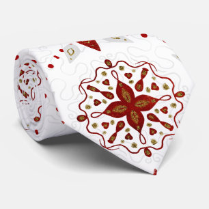 Corbata Patrón nórdico rojo, blanco y Purpurinoso de oro