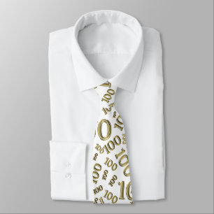 Corbata Patrón número al azar de cumpleaños 100 Oro/Blanco