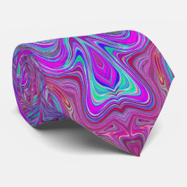 Corbata Patrón ondulado mármol trippy magenta y azul
