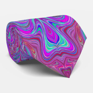 Corbata Patrón ondulado mármol trippy magenta y azul