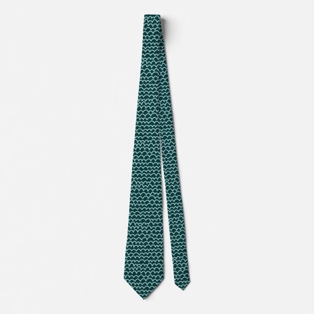 Corbata Patrón ondulado - Verde azul sobre verde negro (Anverso)