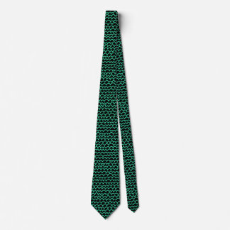 Corbata Patrón ondulado - Verde marino sobre negro