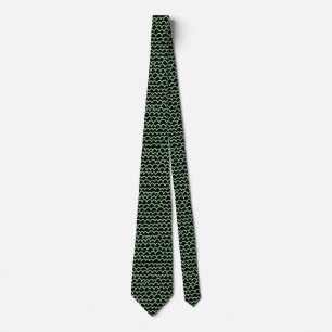 Corbata Patrón ondulado - Verde oscuro sobre negro