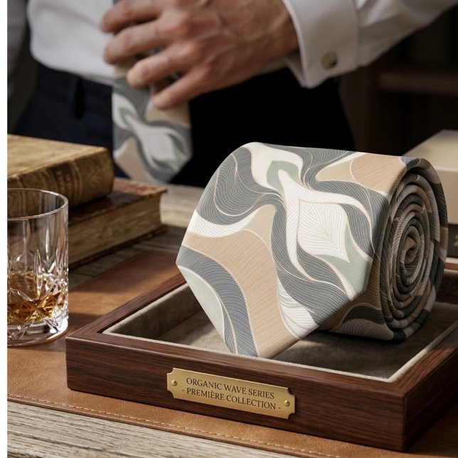 Corbata Patrón Orgánico Gris Beige Sage (Subido por el creador)