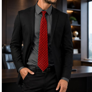 Corbata Patrón Ornamental Rojo y Negro Rubivelle