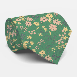 Corbata Patrón oscuro floral boho moderno
