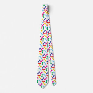 Corbata Patrón óseo de perro multicolor
