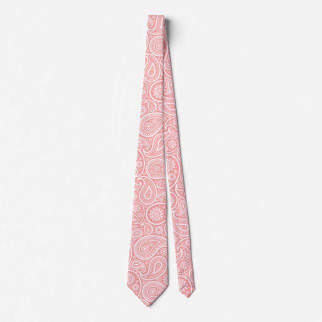 Corbata Patrón paisajista rosa y blanco (Anverso)