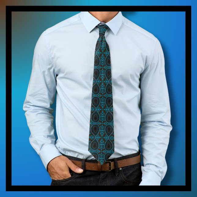 Corbata Patrón Paisley Azul Marrón Negro (Subido por el creador)