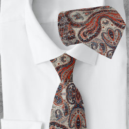 Corbata Patrón Paisley explotado Gris Rojo Floral