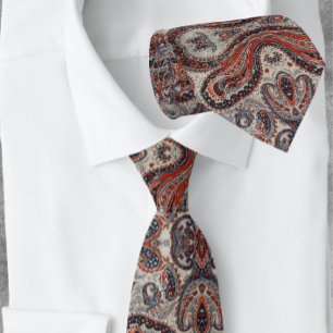 Corbata Patrón Paisley explotado Gris Rojo Floral