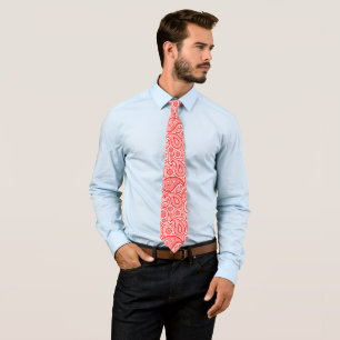 Corbata Patrón paisley vintage rojo y blanco navidad