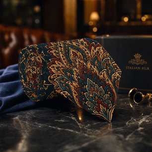 Corbata Patrón persa de damasco sin fisuras de lujo Vi o