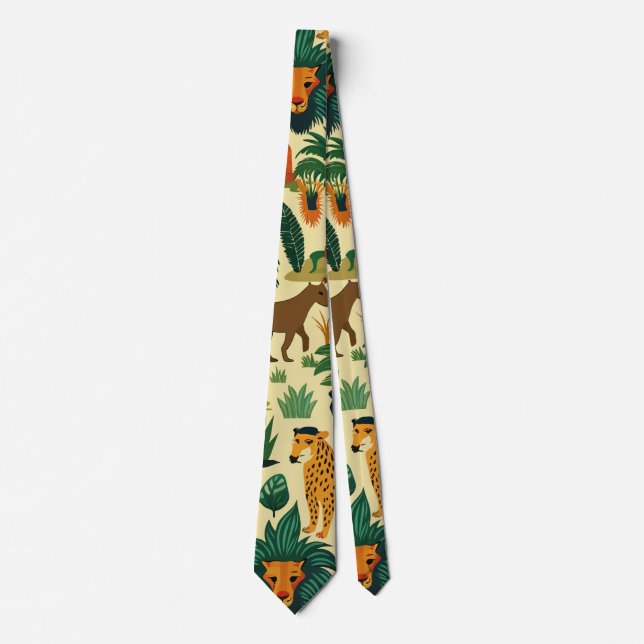 Corbata Patrón Personalizado retro de animales de jungla (Anverso)