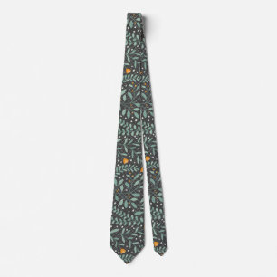 Corbata Patrón Planta de Flores Verdes.x4 Gris BG