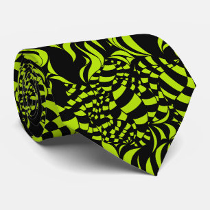 Corbata Patrón psicodélico verde lima y negro
