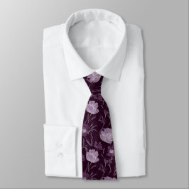 Corbata Patrón Purpurina morado floral