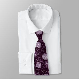 Corbata Patrón Purpurina morado floral