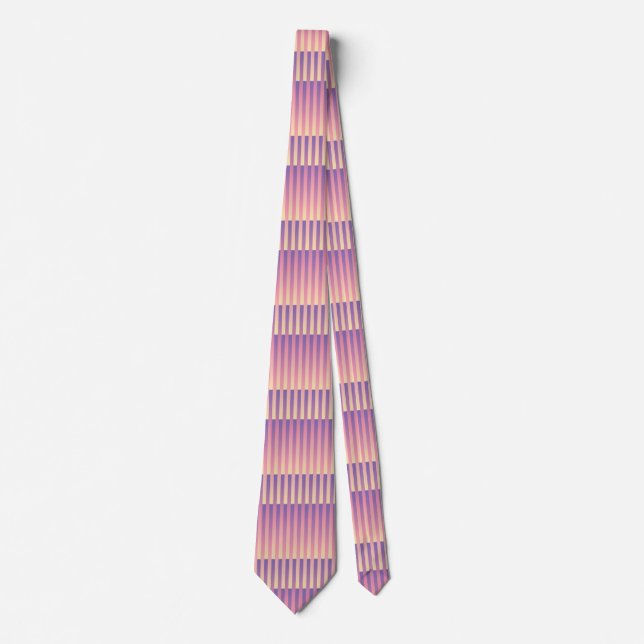 Corbata Patrón rayado amarillo morado rosado (Anverso)