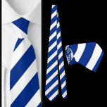 Corbata Patrón rayado azul blanco<br><div class="desc">Corbata del cuello del patrón de rayas blancas azules.</div>