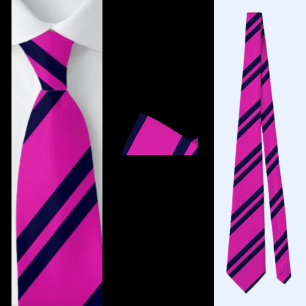 Corbata Patrón rayado azul oscuro rosado