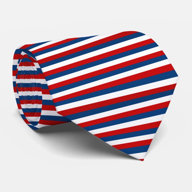 Corbata Patrón rayado azul rojo blanco (Enrollado)