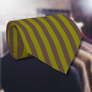 Corbata Patrón rayado en color marrón chocolate y verde ol