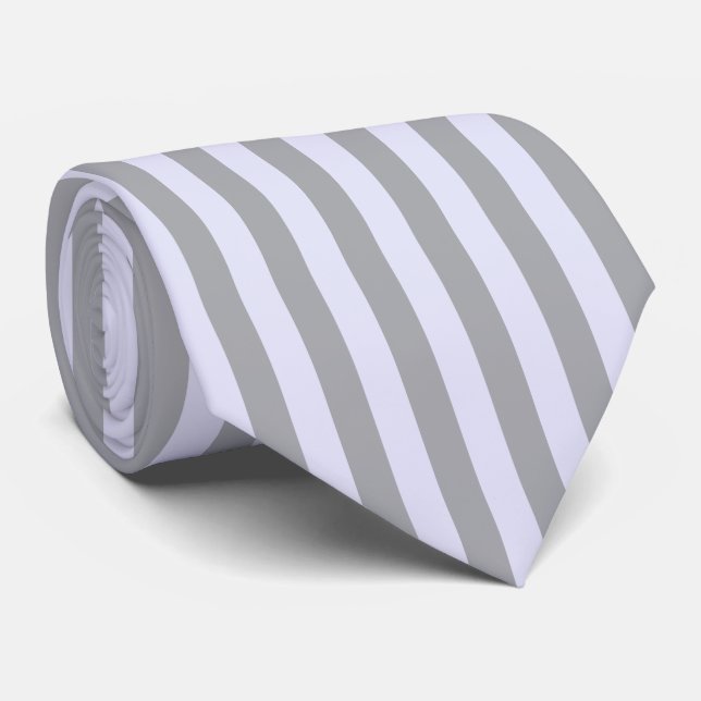 Corbata Patrón rayado en gris y lavanda (Enrollado)