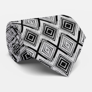 Corbata Patrón rectangular de diamantes blancos y negros d